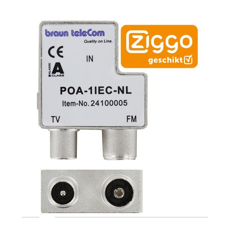 Braun Telecom POA 1 IEC-NL Opdruk verdeler TV-FM male/f-male