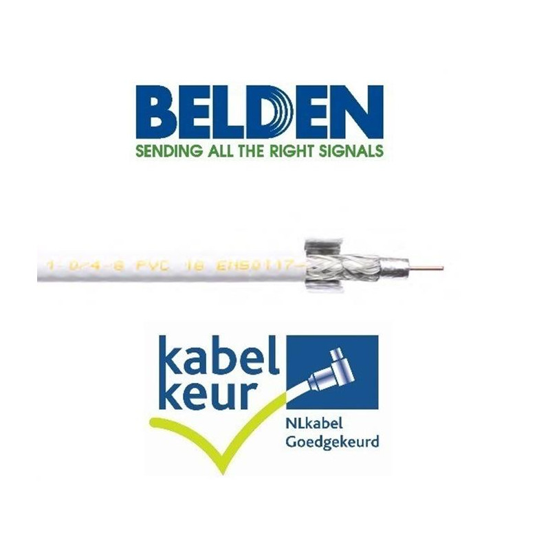 Belden H125D00 Coax DuoBond+ PVC KABELKEUR wit haspel 500 mt
